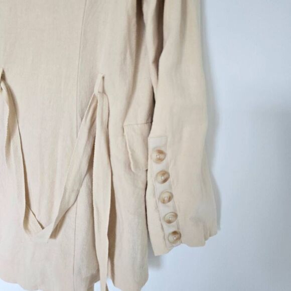 Free People Blazer Womens Small Beige Linen Notch Collar Formal Business Jacket - Picture 9 of 9